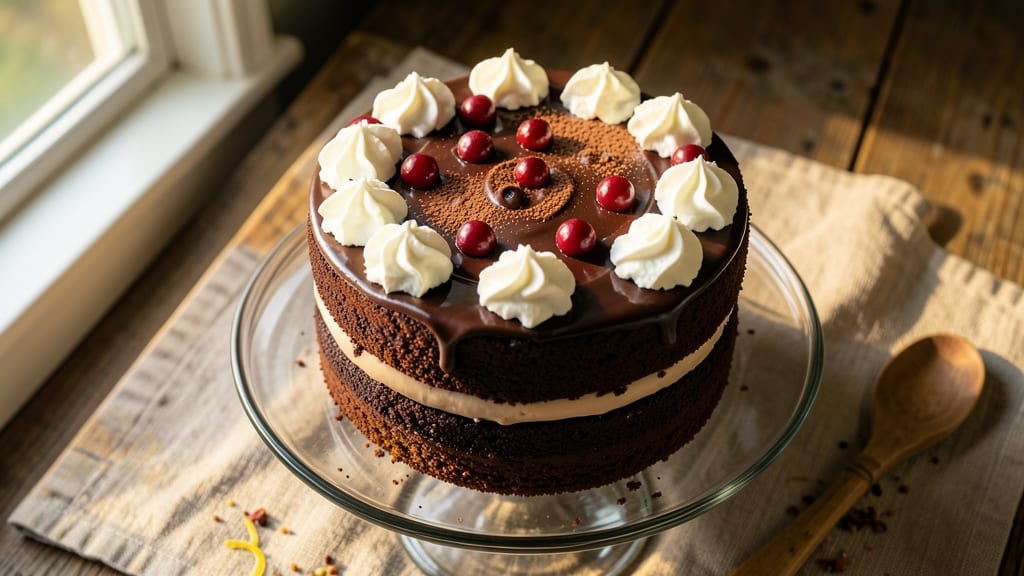 Black Forest Cake With Chocolate Ganache Recipe: Coffee-Infused Layers and Buttery Crunch Top