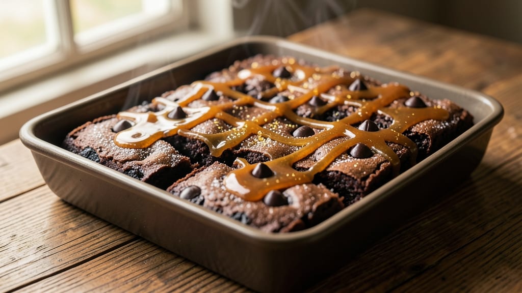 Caramel Chocolate Chip Brownies Recipe: Salted Caramel Swirls and Crispy Edges