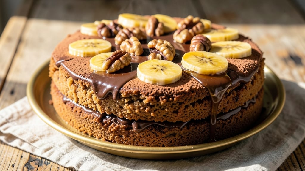 Banana Chocolate Walnut Cake Recipe: Triple-Layered Crunch With Nutty Swirls