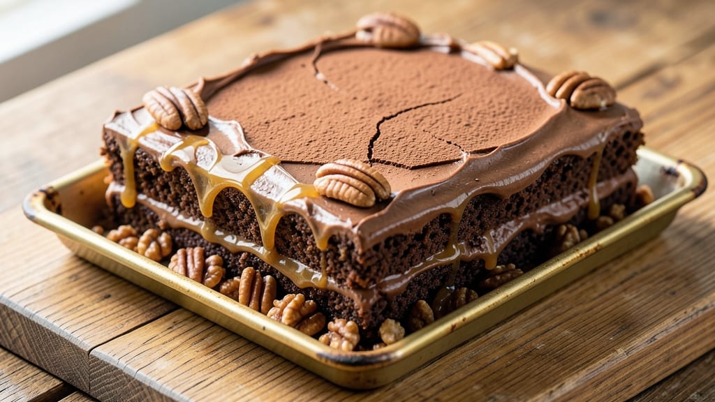 Baker's German Chocolate Sheet Cake Recipe: Triple-Layered Crunch With Pecan-Packed Ganache